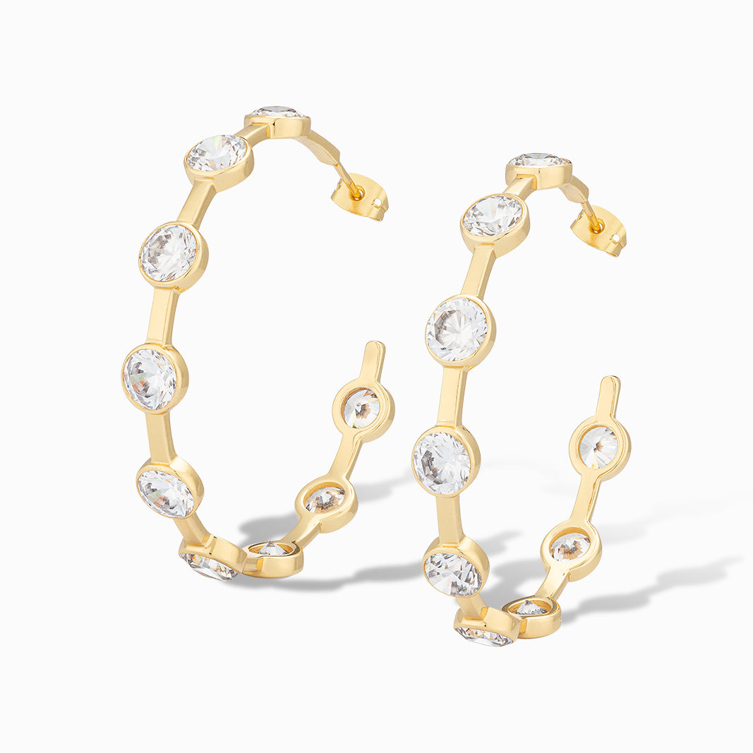Becky Hoop Earrings in Cubic Zirconia