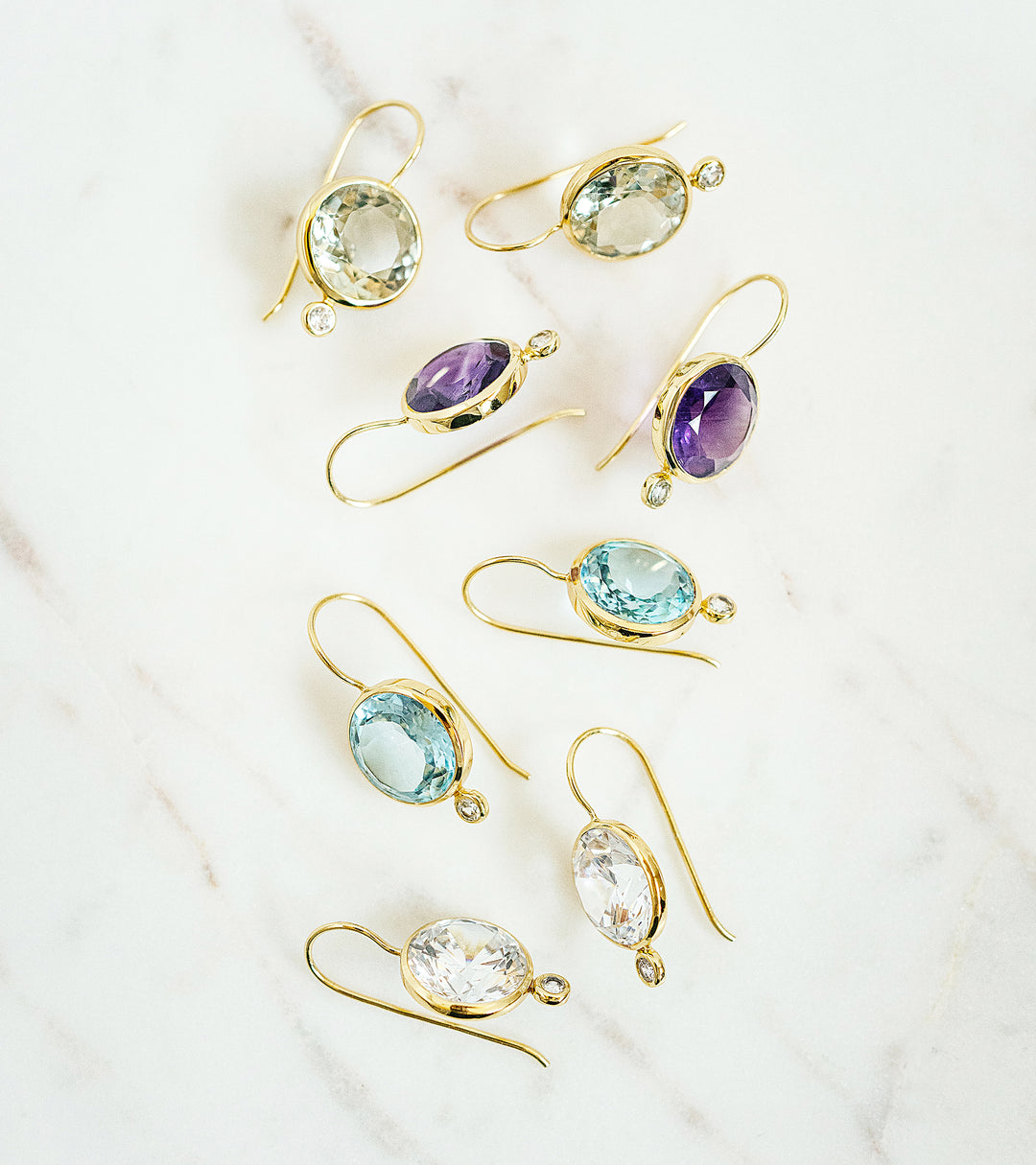 Faceted Tini Mini Drop Earrings in Green Amethyst