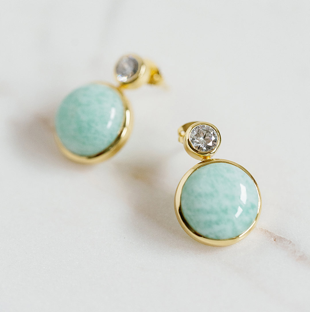 Floating Gem Stud Earrings in Amazonite