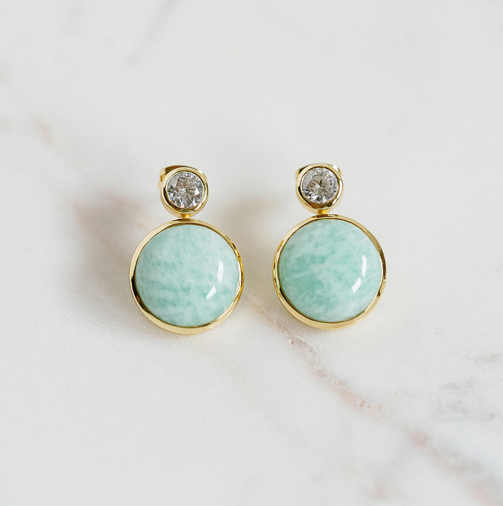 Floating Gem Stud Earrings in Amazonite