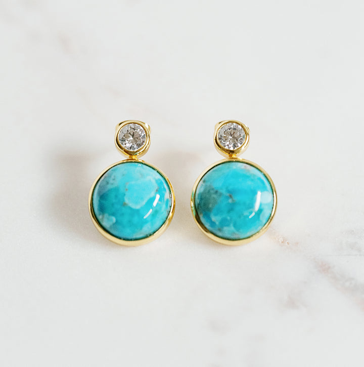Floating Gem Stud Earrings in Blue Mohave Turquoise
