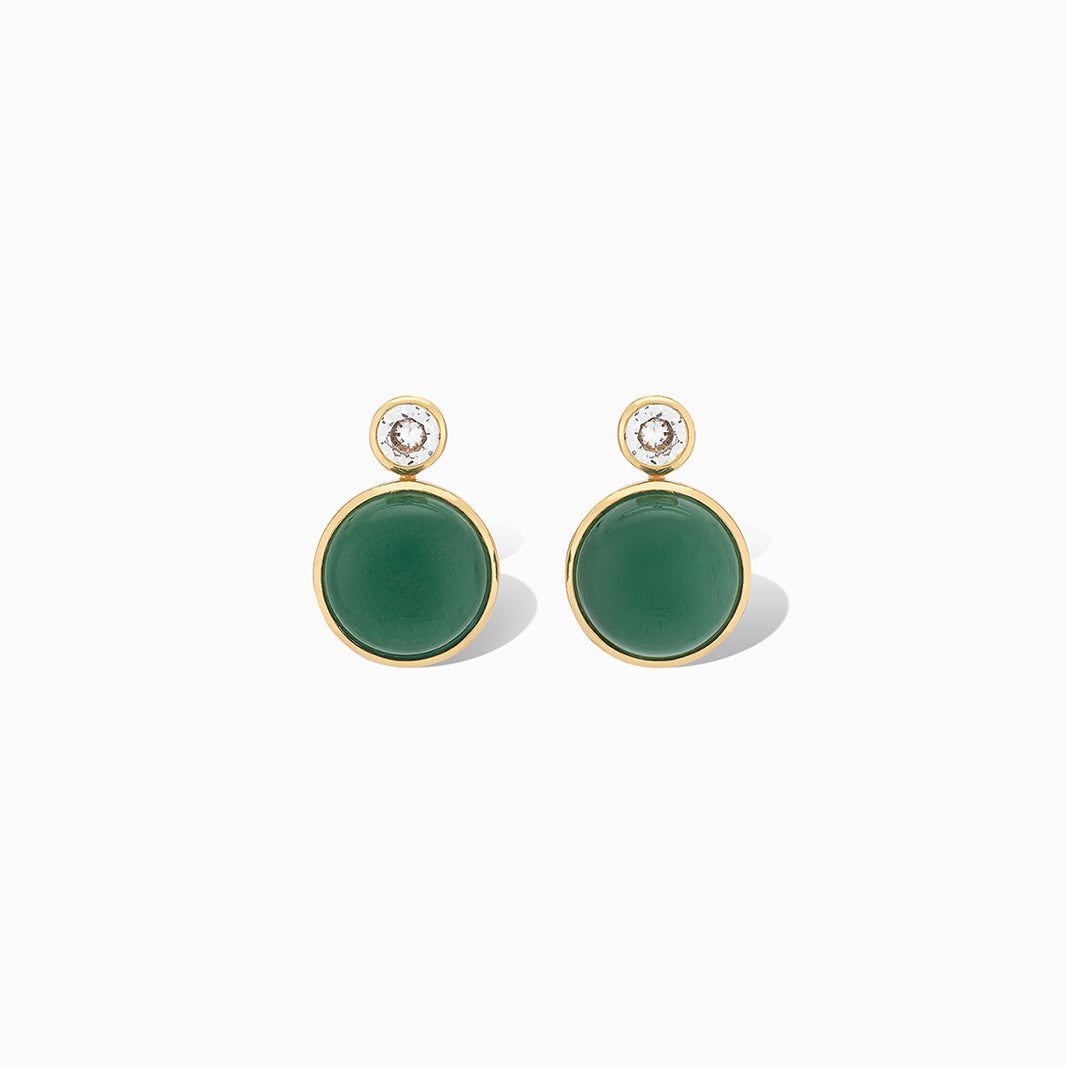 Floating Gem Stud Earrings in Green Aventurine