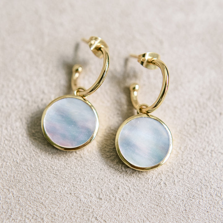 Herzi Huggie Hoop Earrings in Mother of Pearl