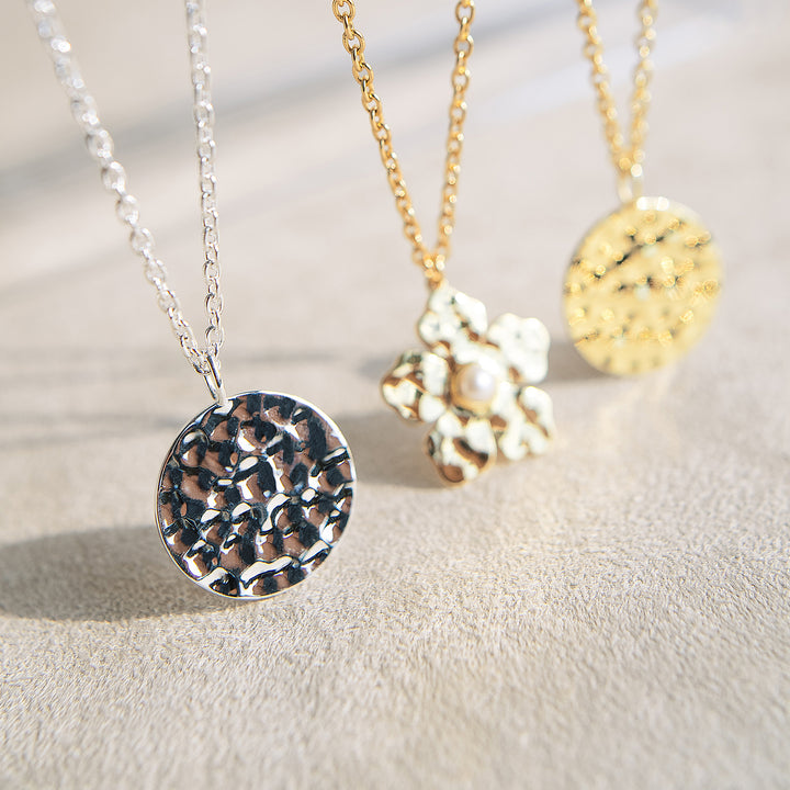 Kári Pendant Necklace in Hammered Sterling Silver