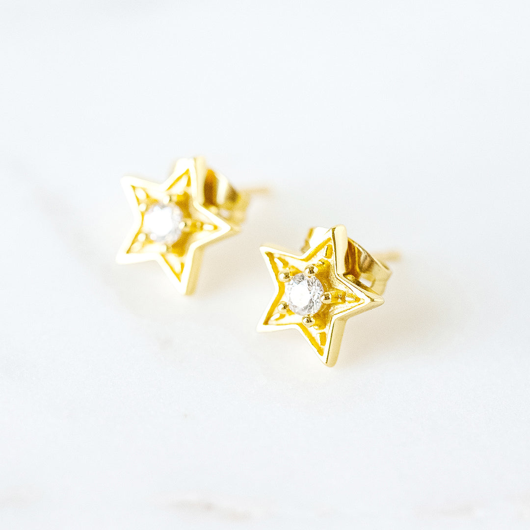 Star Stud Earrings in Cubic Zirconia