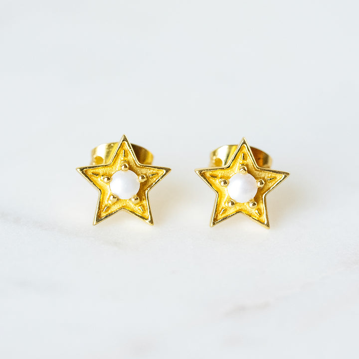 Star Stud Earrings in Pearl