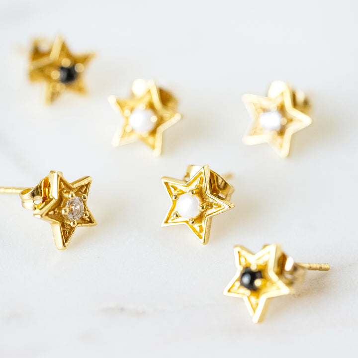 Star Stud Earrings in Pearl