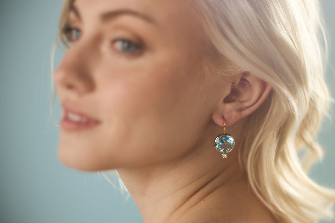 Faceted Tini Mini Drop Earrings in Sky Blue Topaz