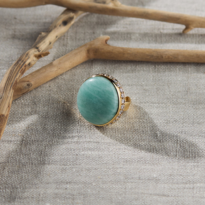 V Statement Ring in Amazonite