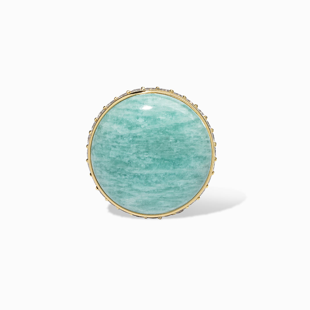 V Statement Ring in Amazonite