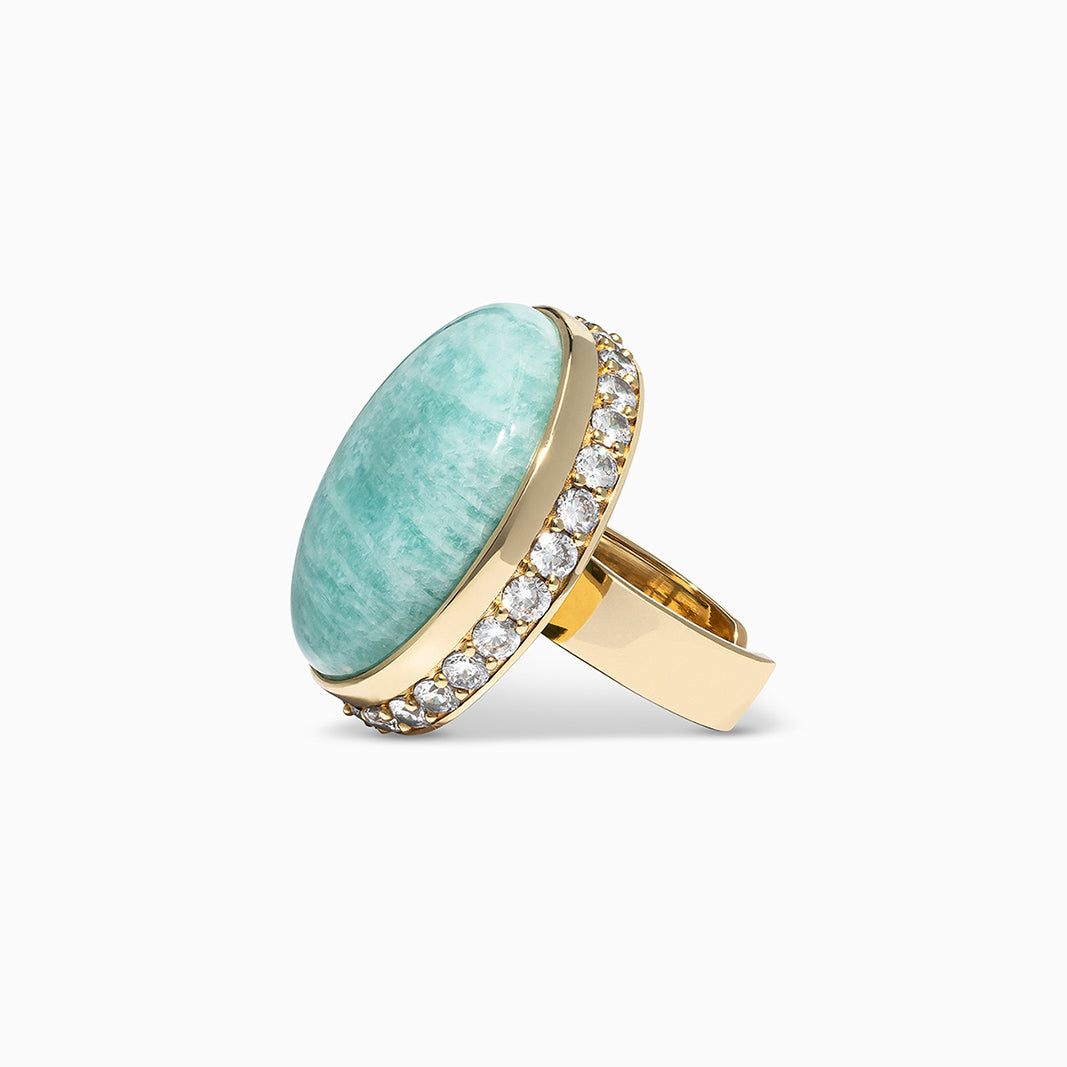 V Statement Ring in Amazonite
