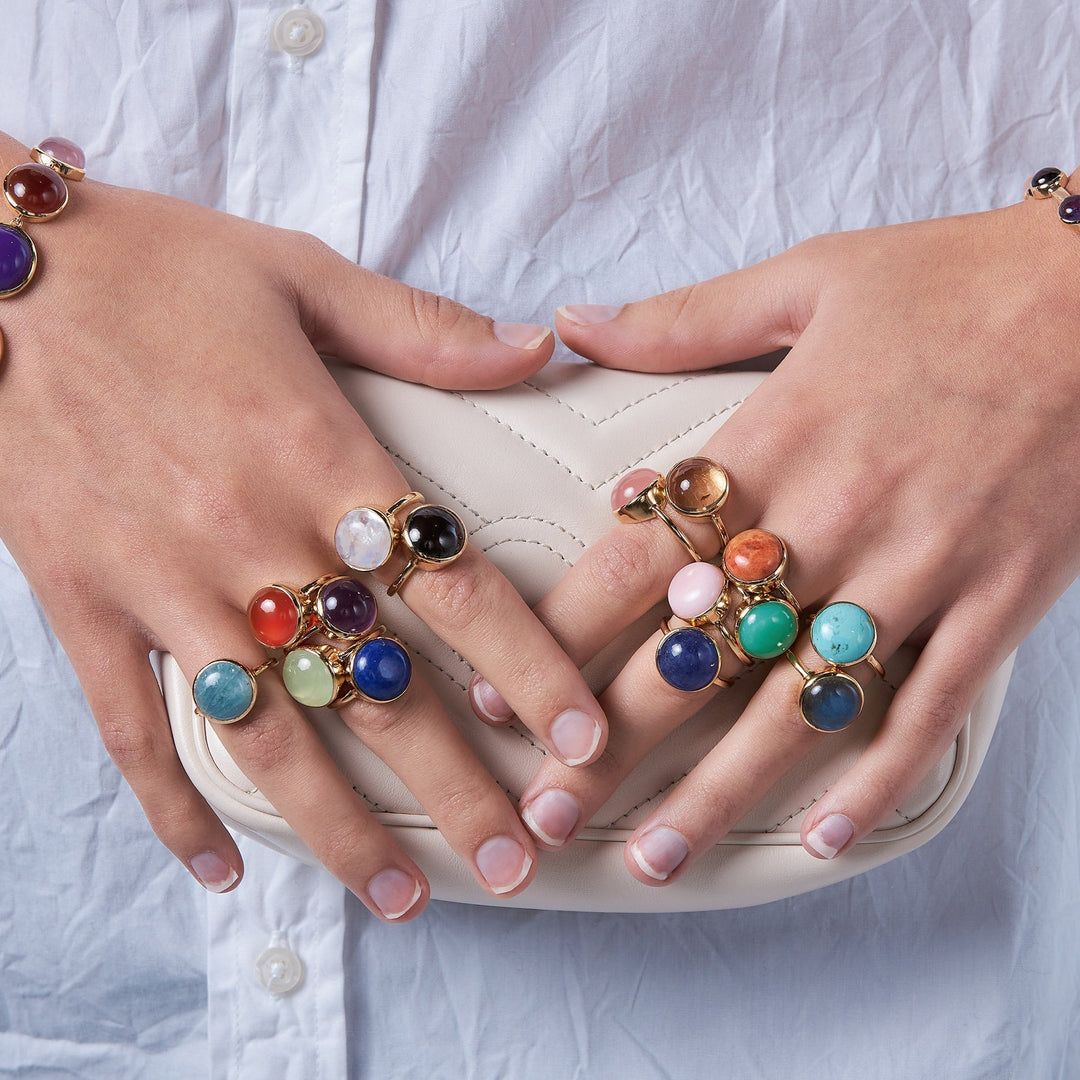 Rainbow Ring in Pink Opal