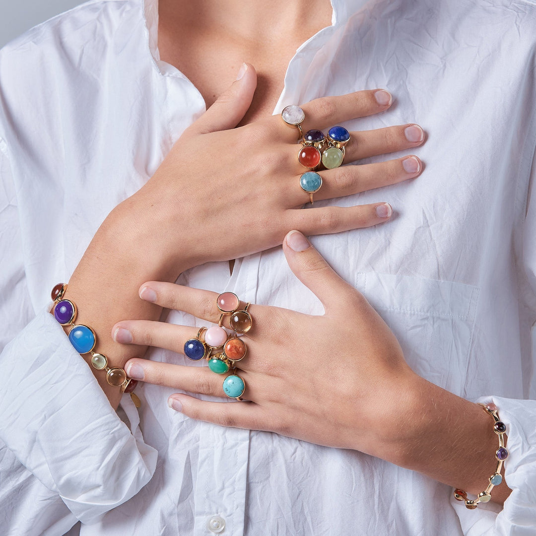 Rainbow Ring in Prehnite