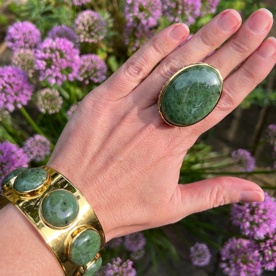 KA Statement Ring in Nephrite Jade