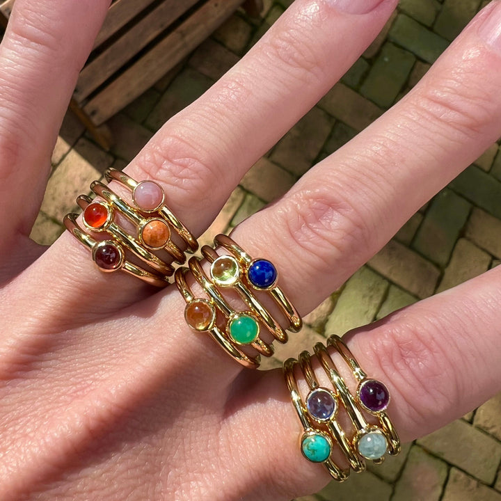 Mini Rainbow Ring in Garnet
