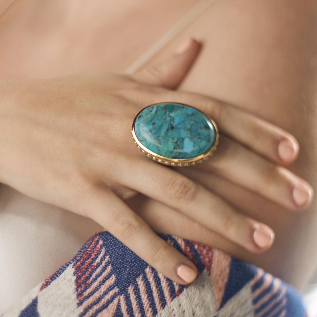 KA Statement Ring in Blue Mohave Turquoise