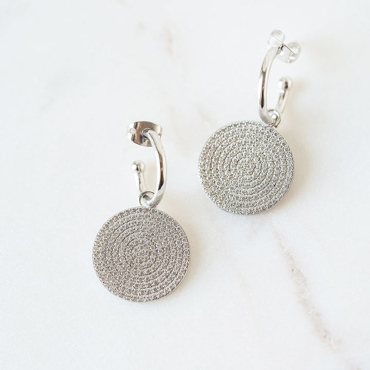 1000 Points of Light Huggie Hoop Earrings in Pavé Cubic Zirconia and White Gold