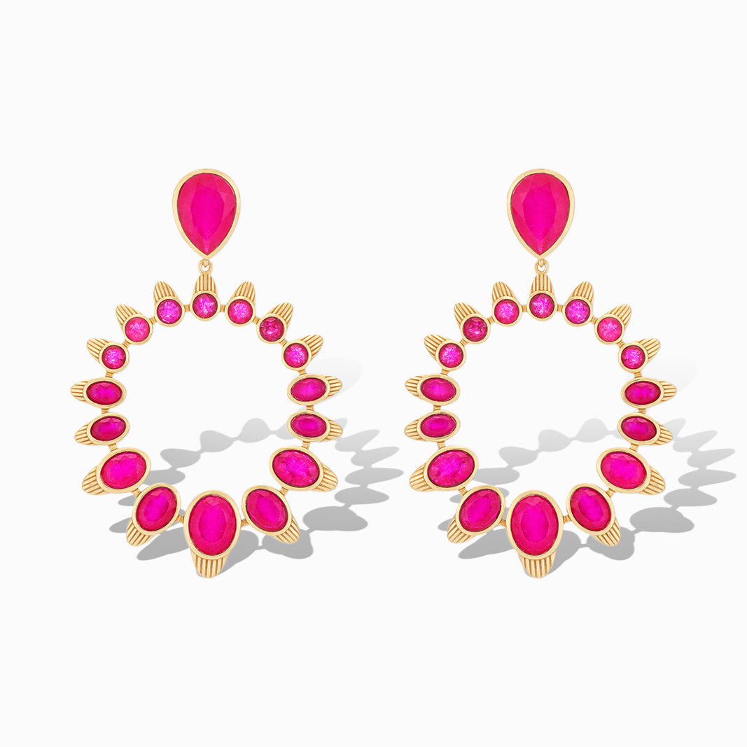 Above All Else Statement Earrings in Dyed Hot Pink Quartz