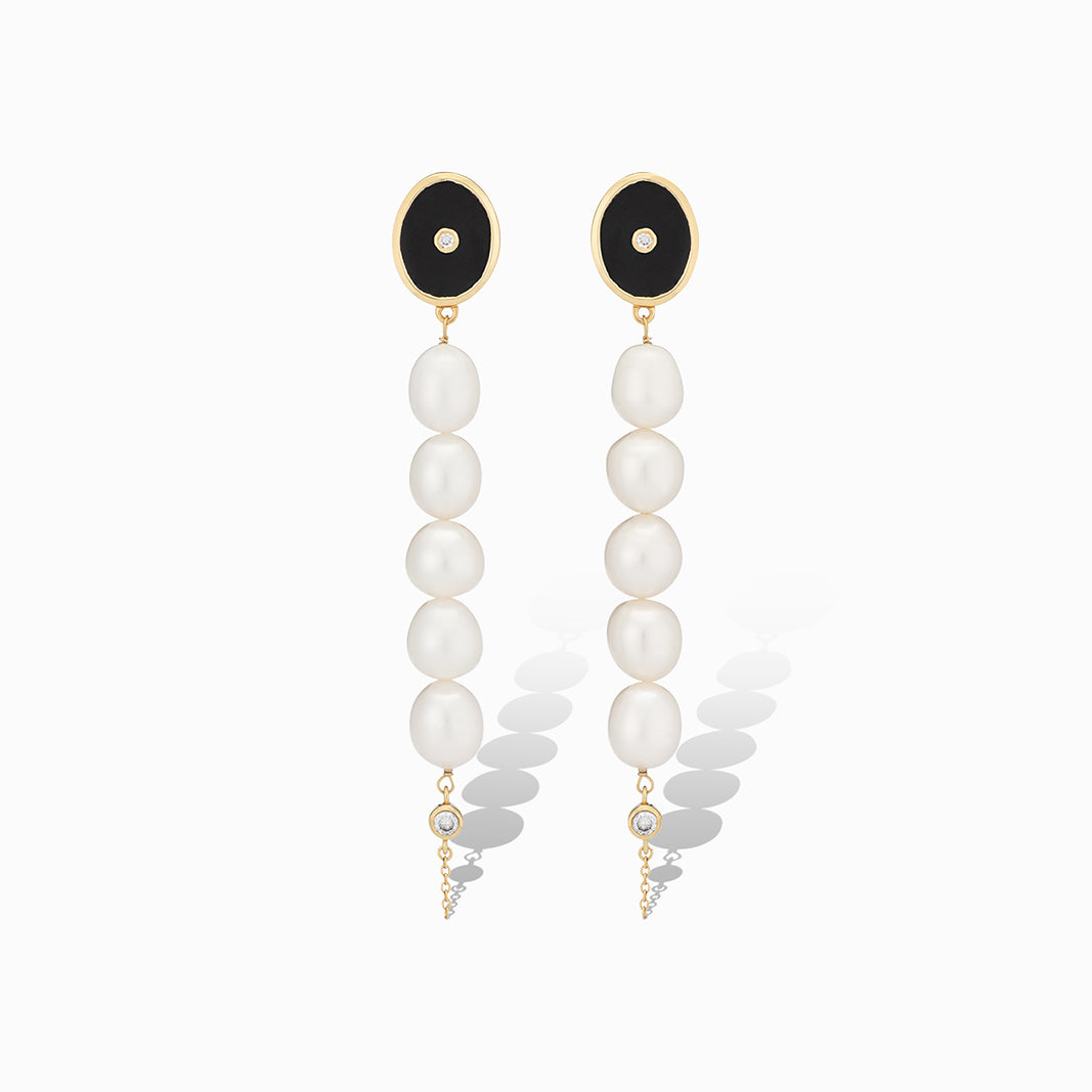 Coco Drop Earrings in Black Onyx and Cubic Zirconia