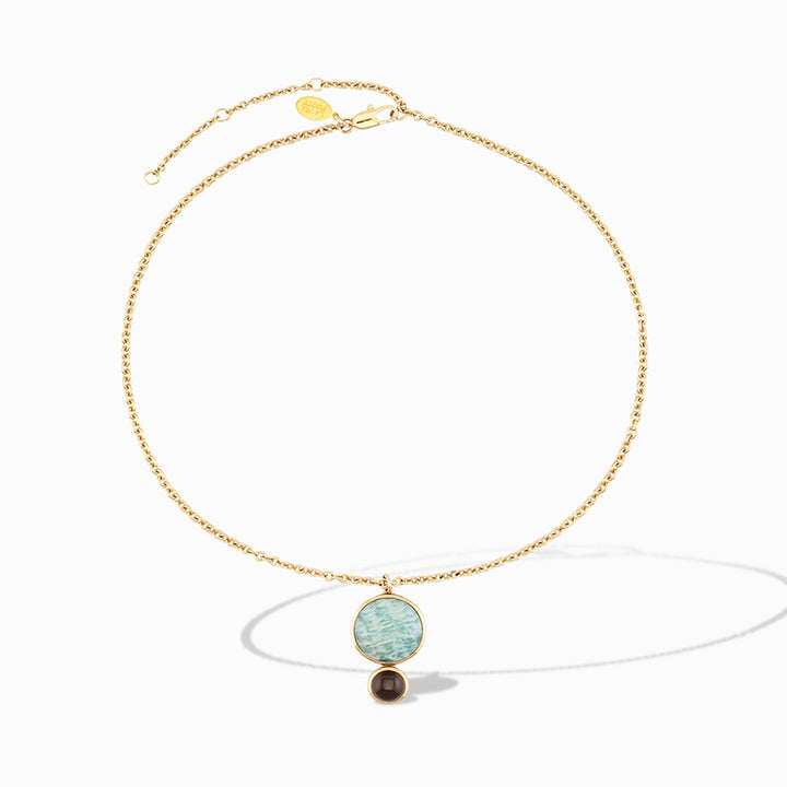 Color Block Pendant Necklace in Amazonite and Smoky Topaz