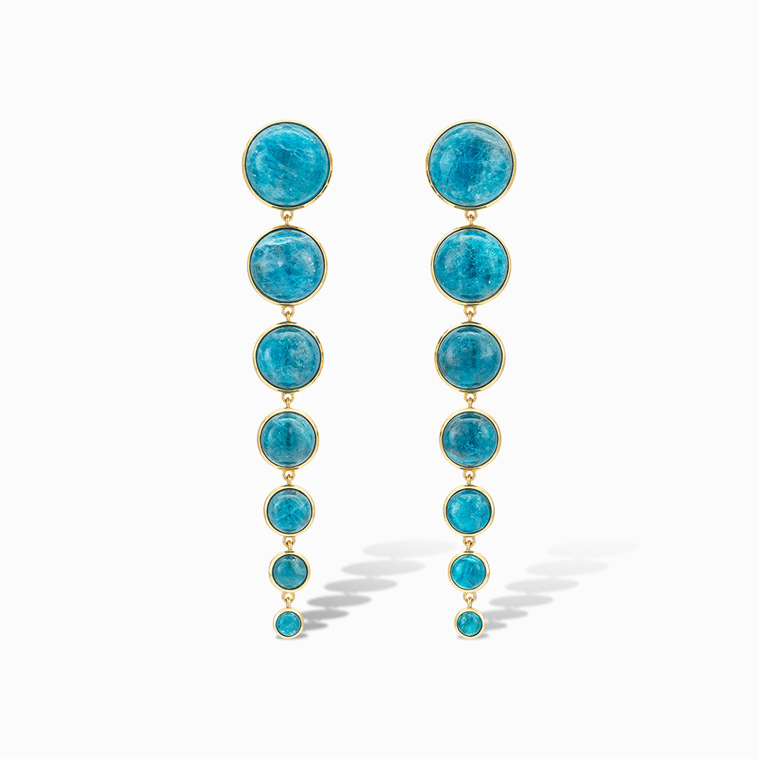 Dropping Circles Earrings in Neon Blue Apatite