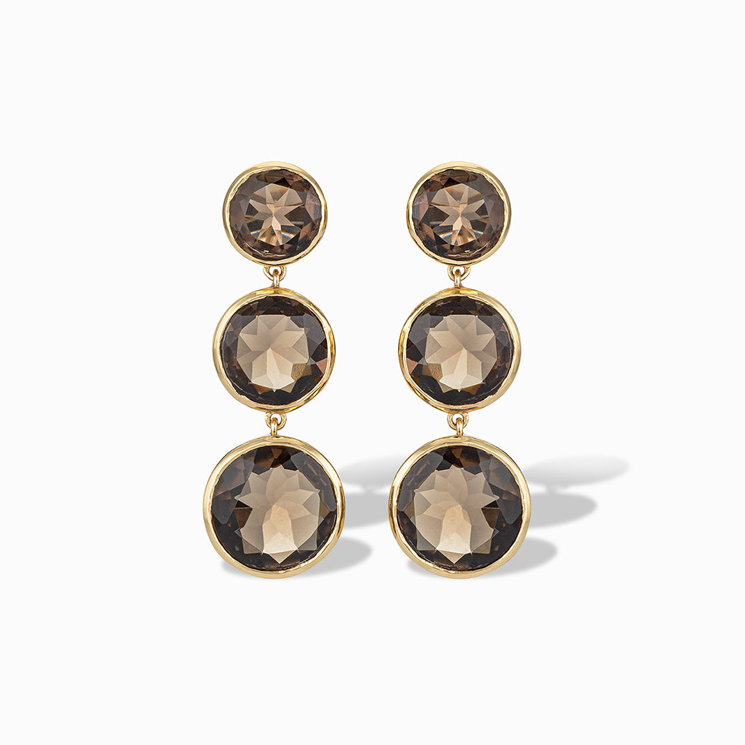 Faceted Round We Go Drop Earrings in Smoky Topaz