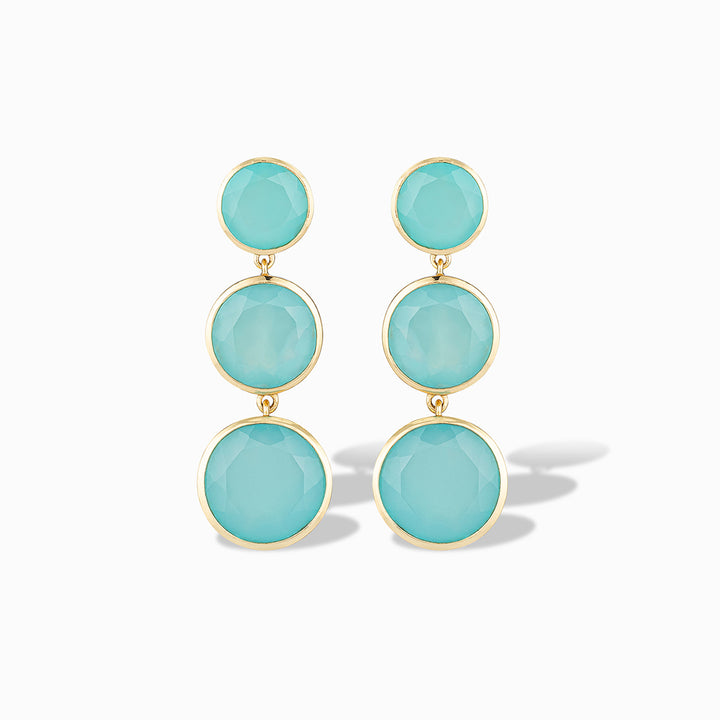 Faceted Round We Go Drop Earrings in Paraiba Chalcedony