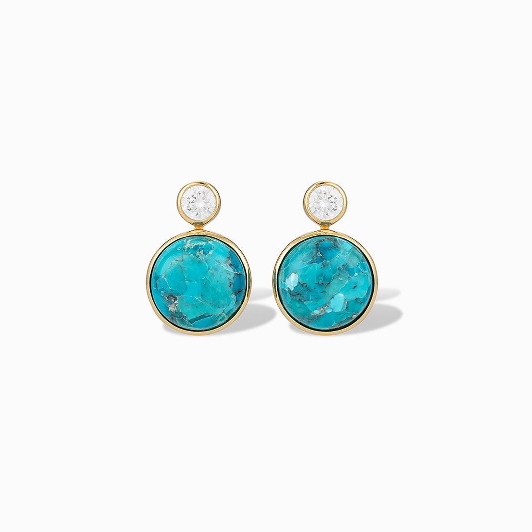 Floating Gem Stud Earrings in Blue Mohave Turquoise