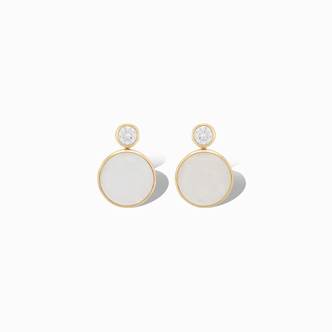 Floating Gem Stud Earrings in Moonstone