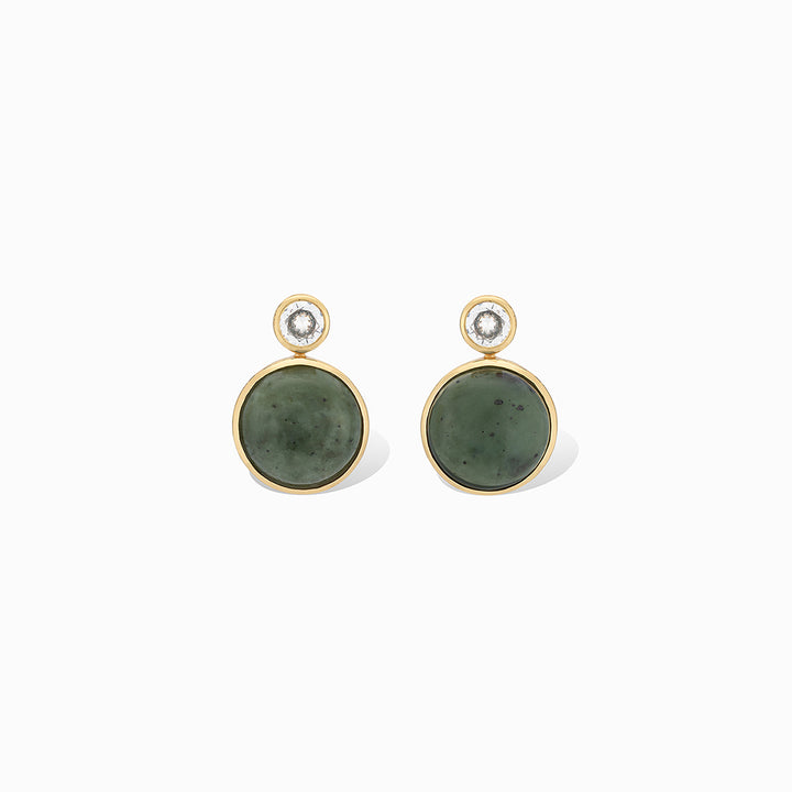 Floating Gem Stud Earrings in Nephrite Jade