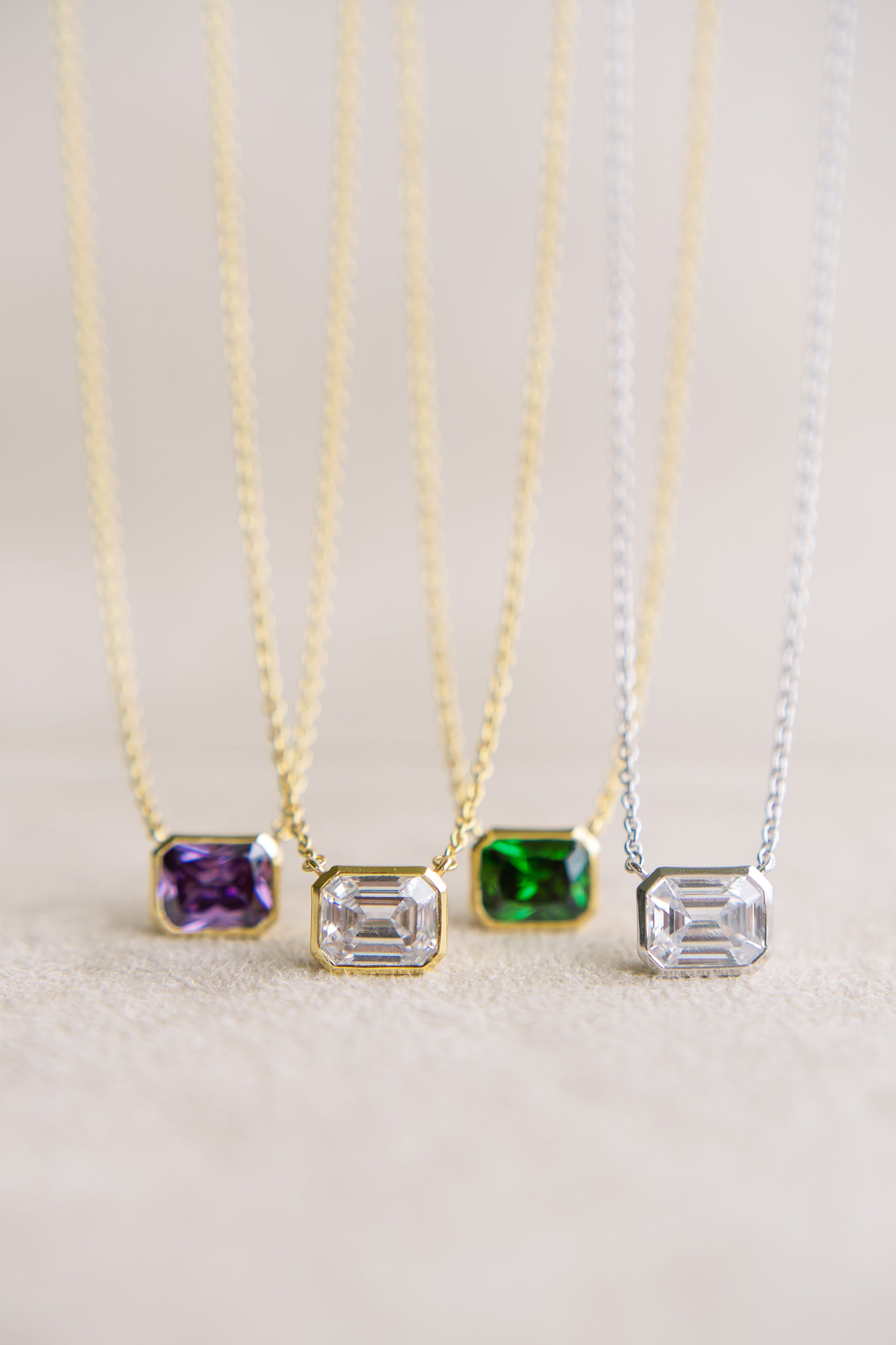 Lenue(レヌー)香りジュエリー☆14KGOLD emeraldcut necklace_2色 14K Yellow Gold Diamond and Citrine Emerald Cut Necklace