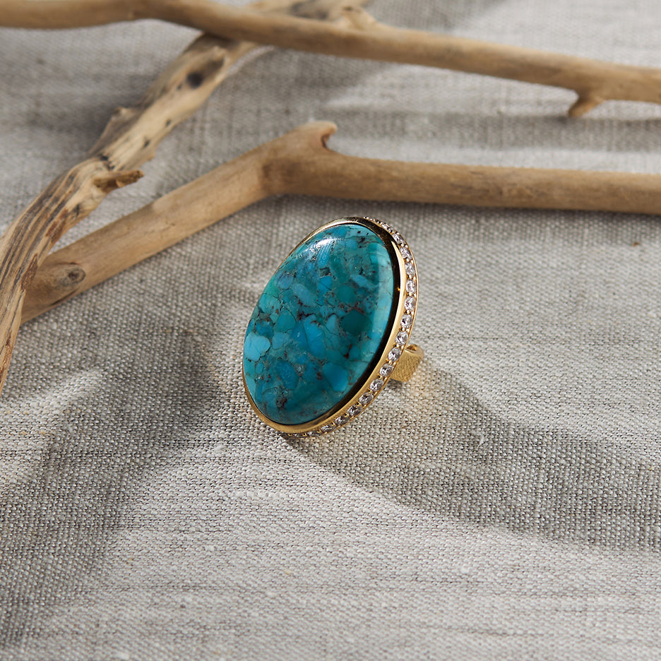 KA Statement Ring in Blue Mohave Turquoise