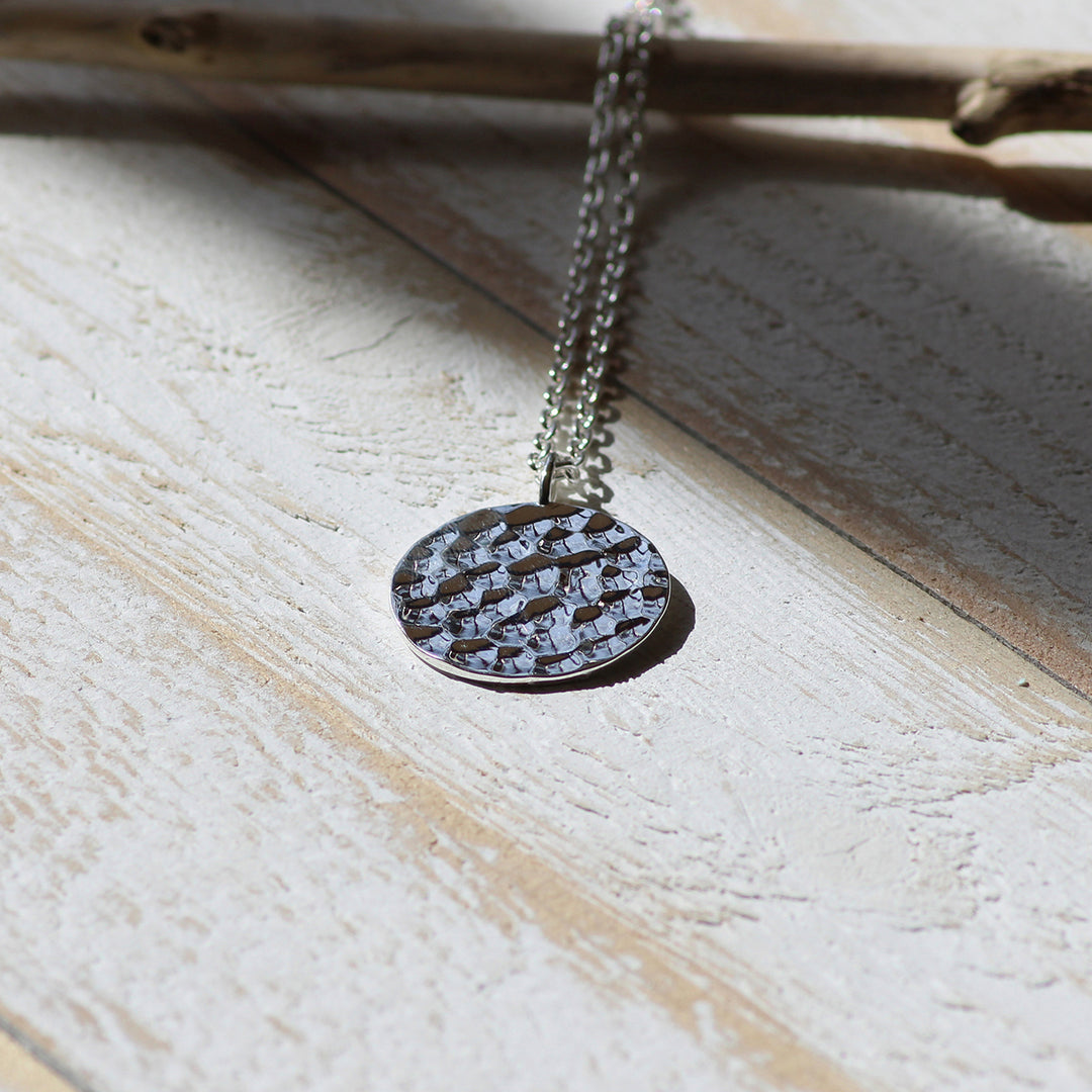 Kári Pendant Necklace in Hammered Sterling Silver
