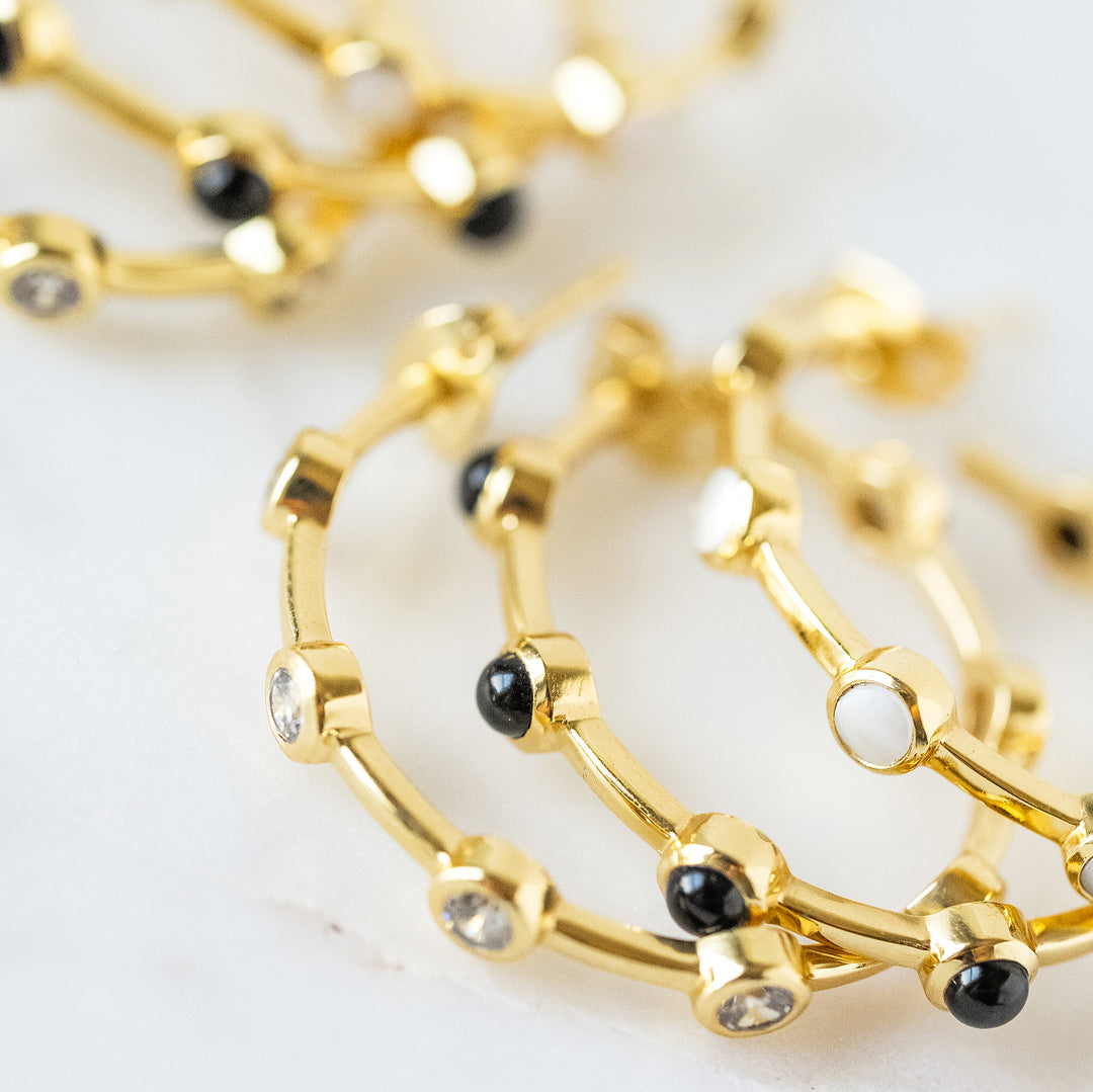 Mini Becky Hoop Earrings in Pearl