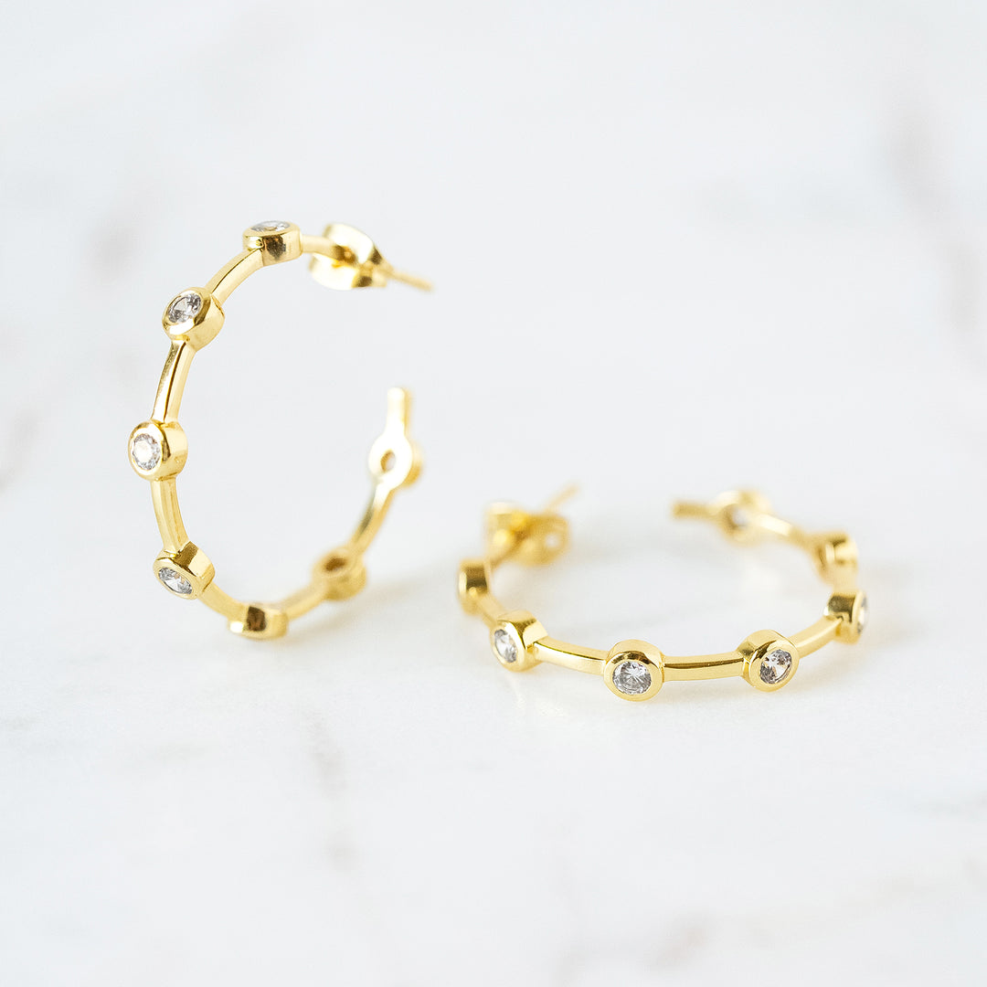 Mini Becky Hoop Earrings in Cubic Zirconia