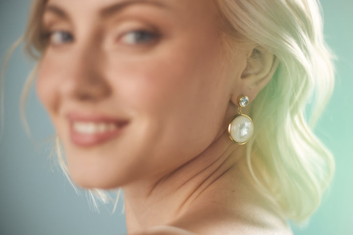 Mini Dropping Circles Drop Earrings in Mother of Pearl