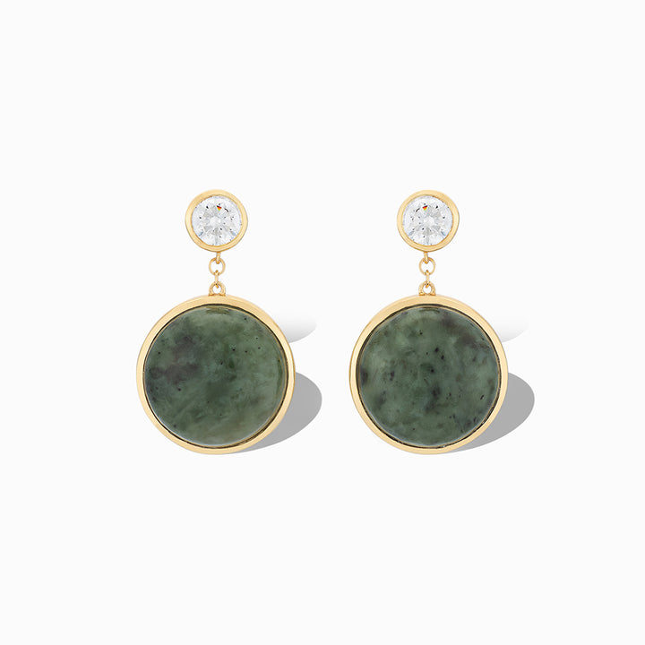 Mini Dropping Circles Drop Earrings in Nephrite Jade
