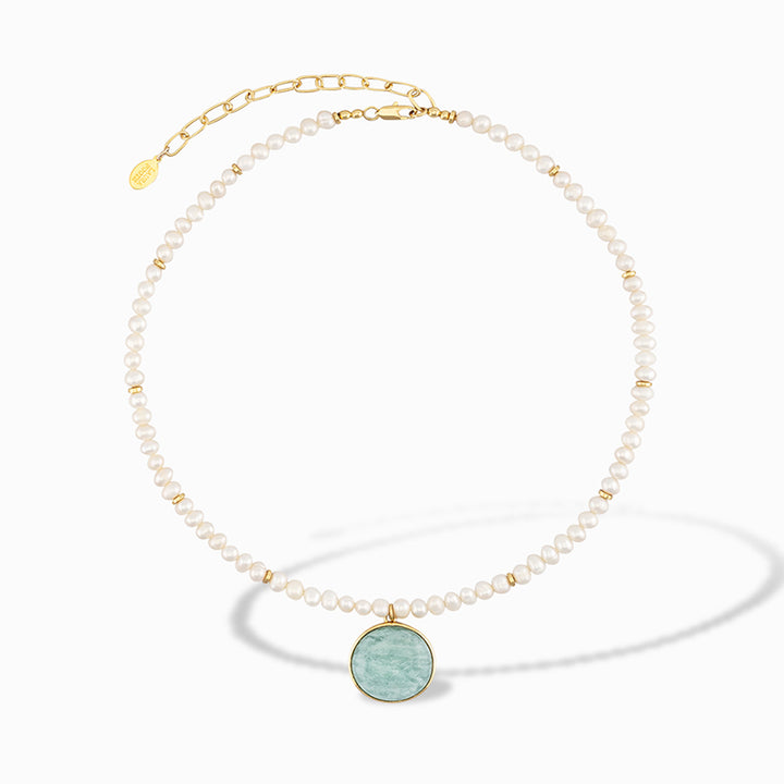 Pearl Charm Necklace in Amazonite