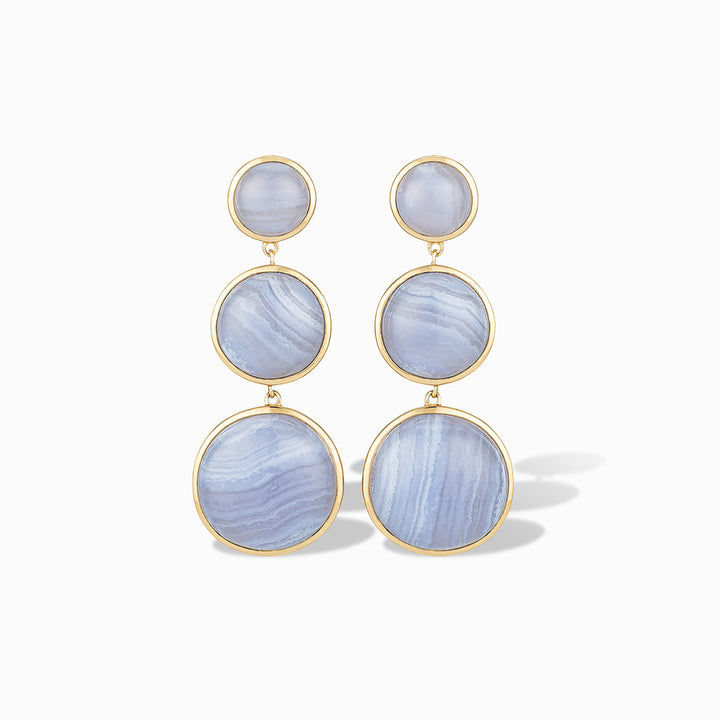 Round We Go Drop Earrings in Blue Lace Agate