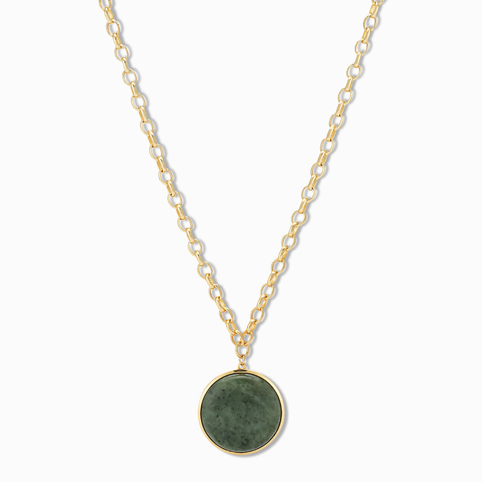 Golden Necklace with Faceted Green Resin Stone by Peace of Mind -  hillyhorton.co.uk