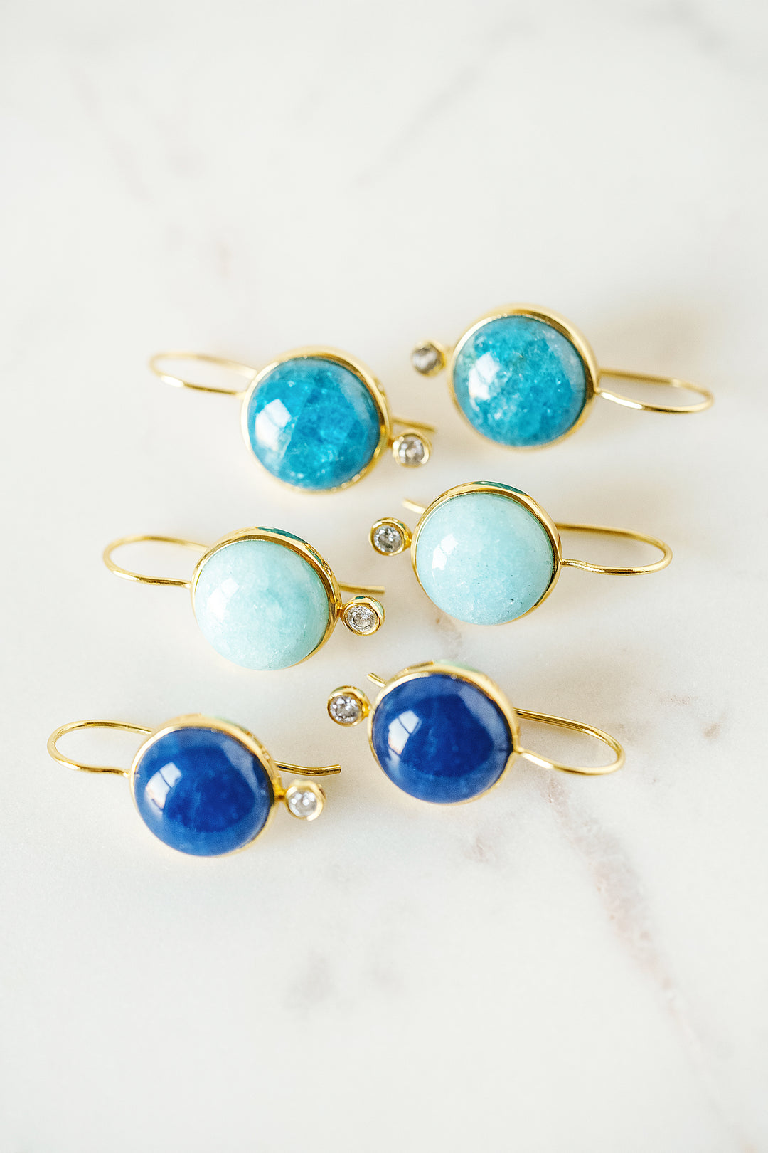 Tini Mini Drop Earrings in Light Blue Quartz