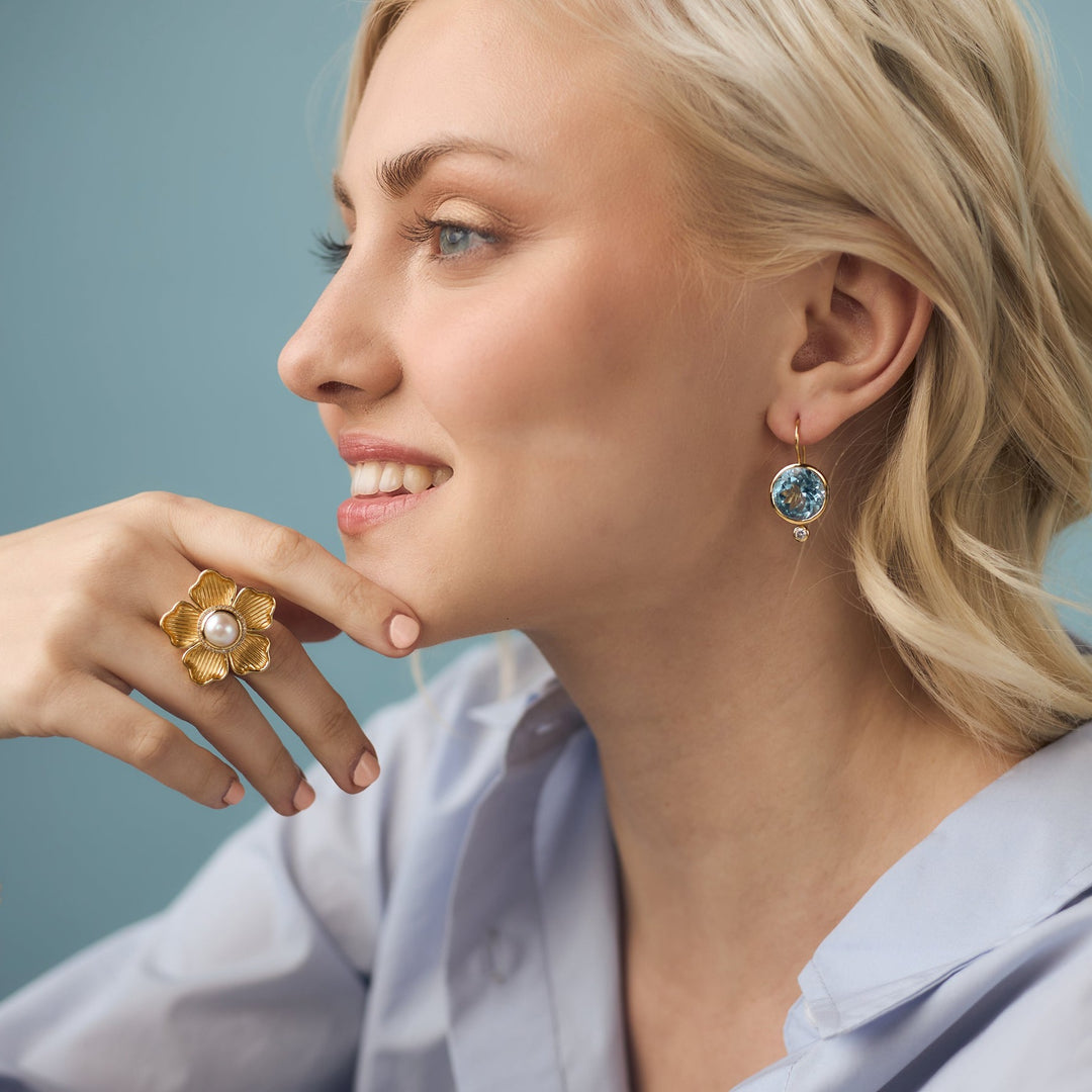 Tini Mini Drop Earrings in Faceted Sky Blue Topaz