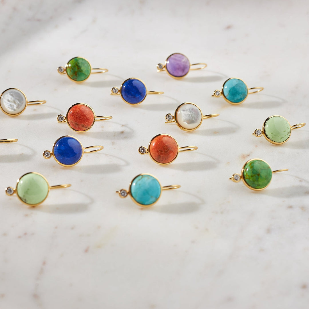 Tiny Mini Drop Earrings in Citrine Chrysoprase