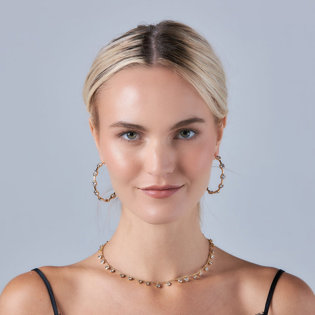 Becky Hoop Earrings in Cubic Zirconia