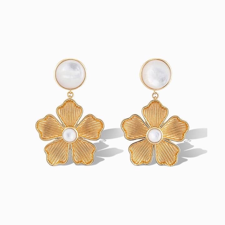 Belle Flower Drop Earrings in Mother of Pearl