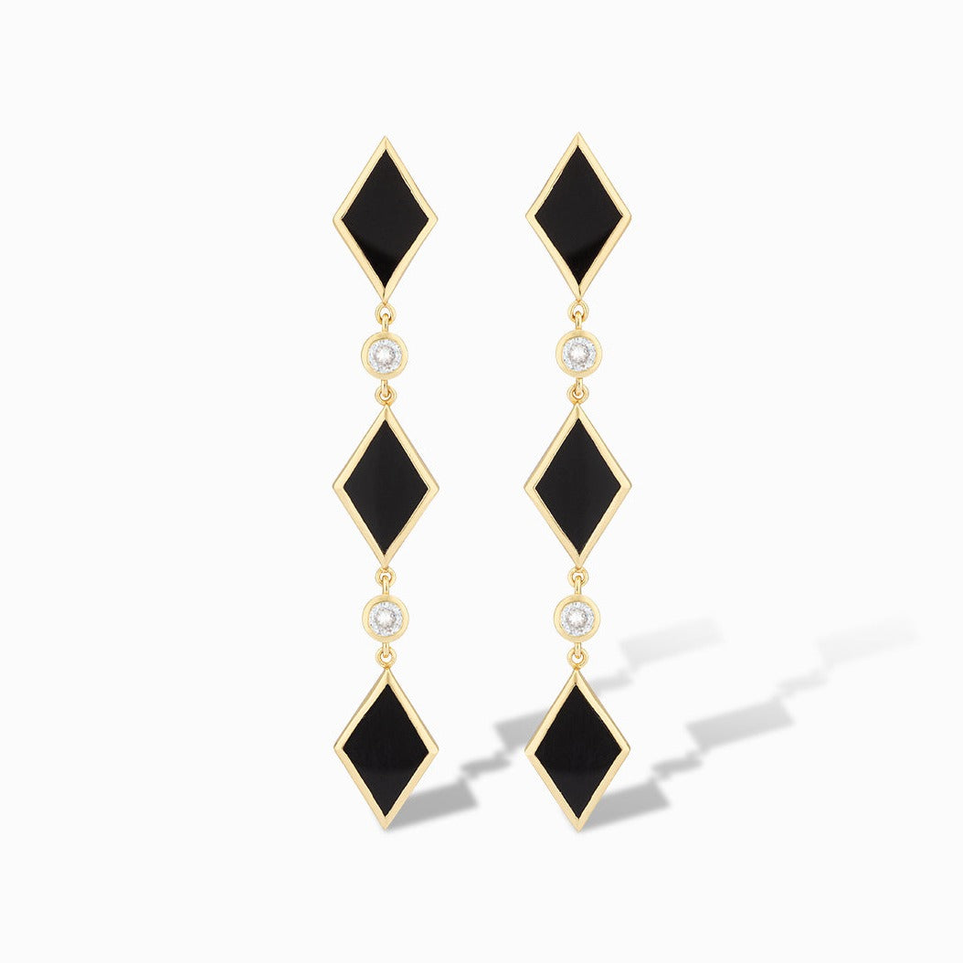 Diamonds Do Sparkle Drop Earrings in Black Onyx