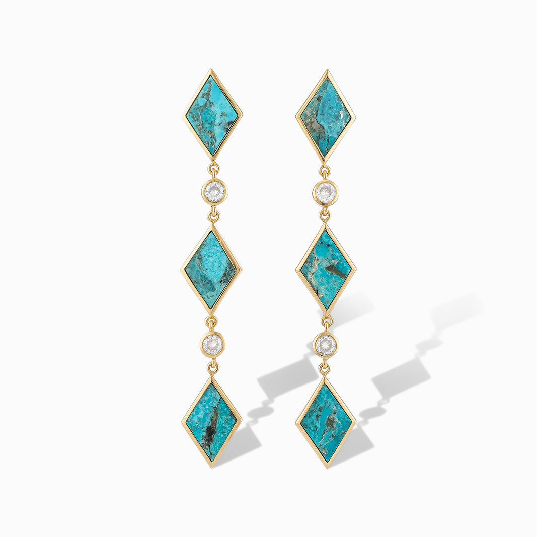 Diamonds Do Sparkle Drop Earrings in Blue Mohave Turquoise