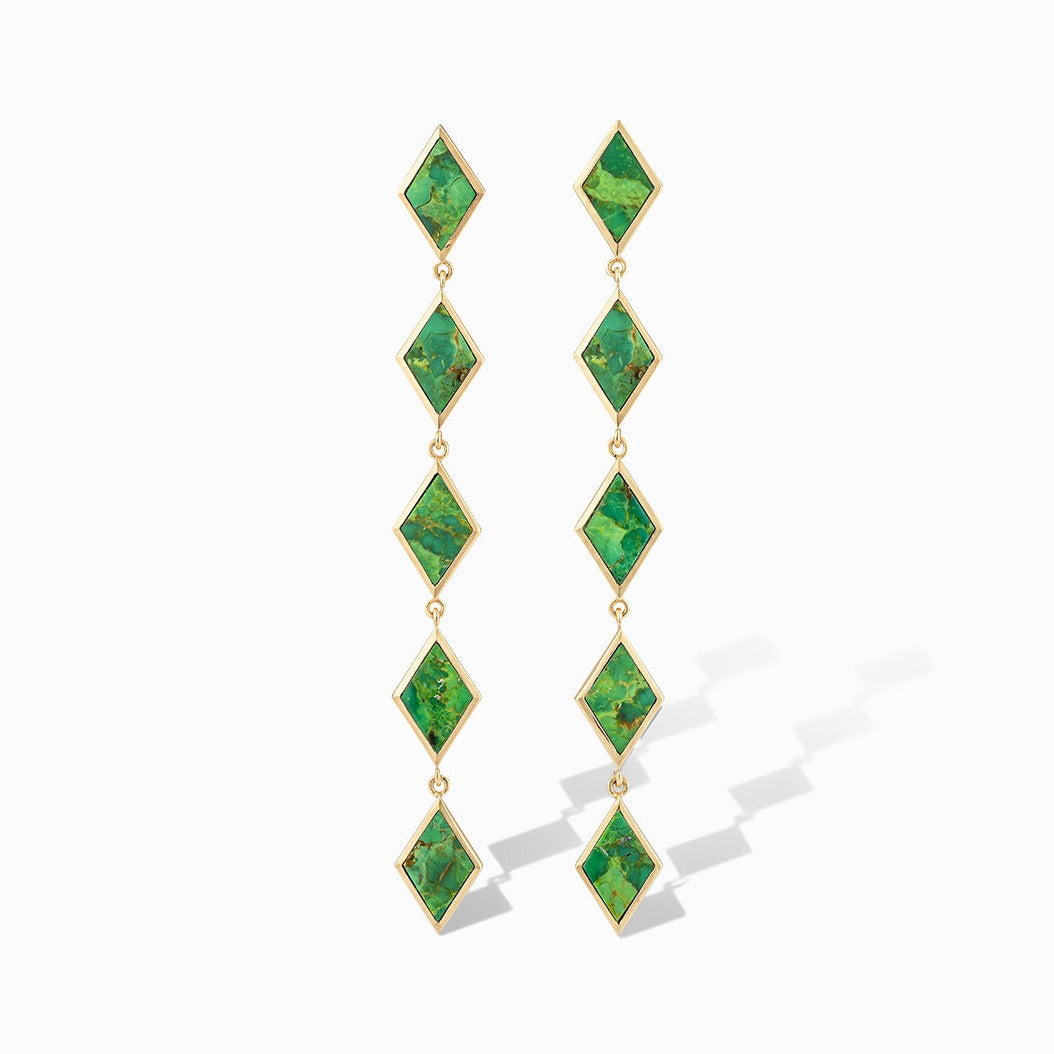 Down for Diamonds Earrings in Green Mohave Turquoise