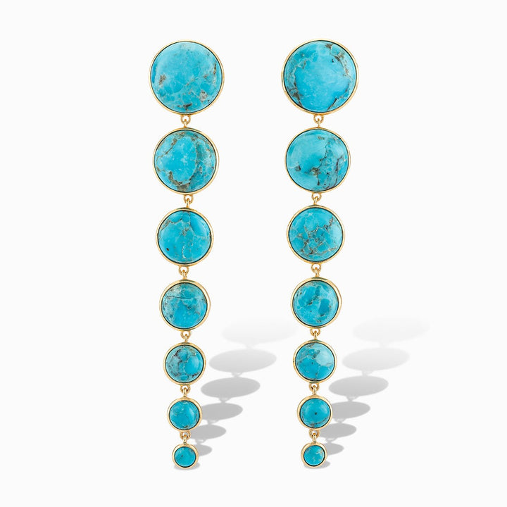 Dropping Circles Earrings in Blue Mohave Turquoise
