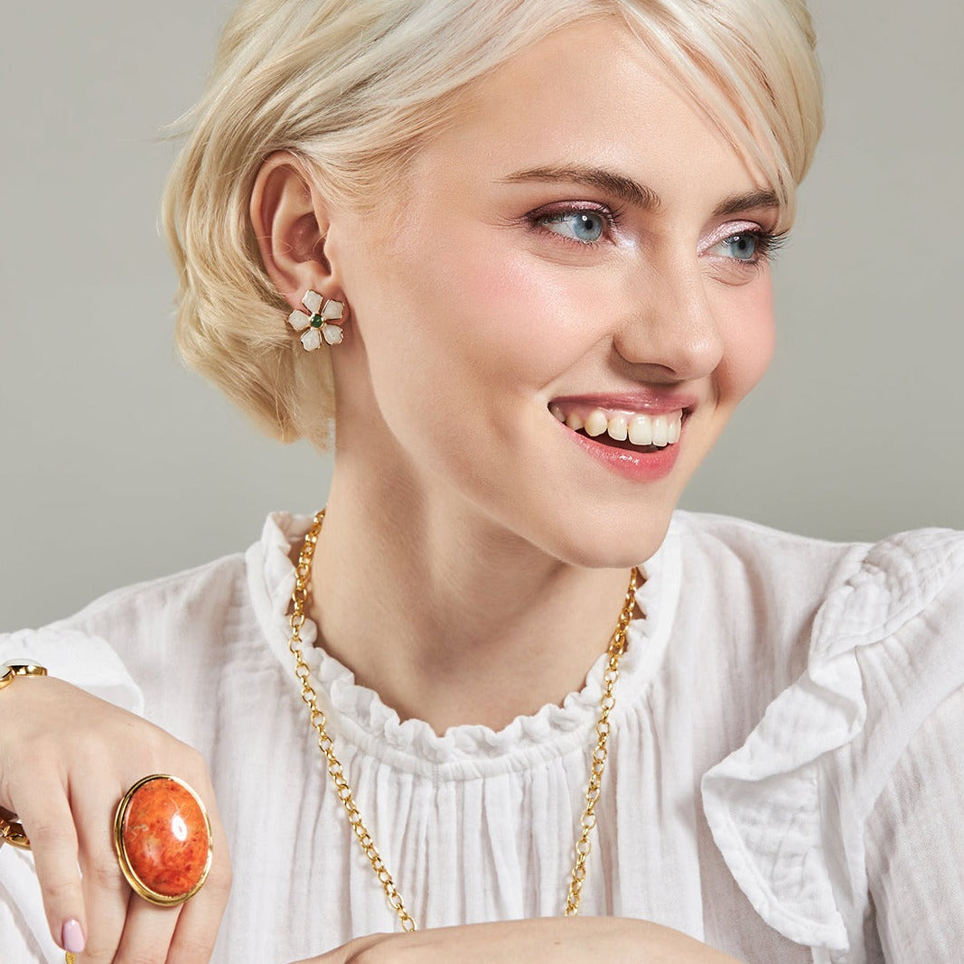 Maggie Stud Earrings in Green Aventurine